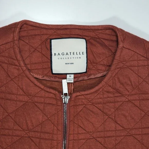 Bagatelle Collection Quilted Jacket Rust Zip Front Size M - Picture 5 of 11